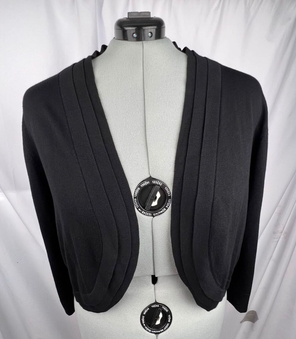 NORTHSTYLE Triple Tiered Knit Shrug Cardigan Womens 3X Black Open Front Cropped